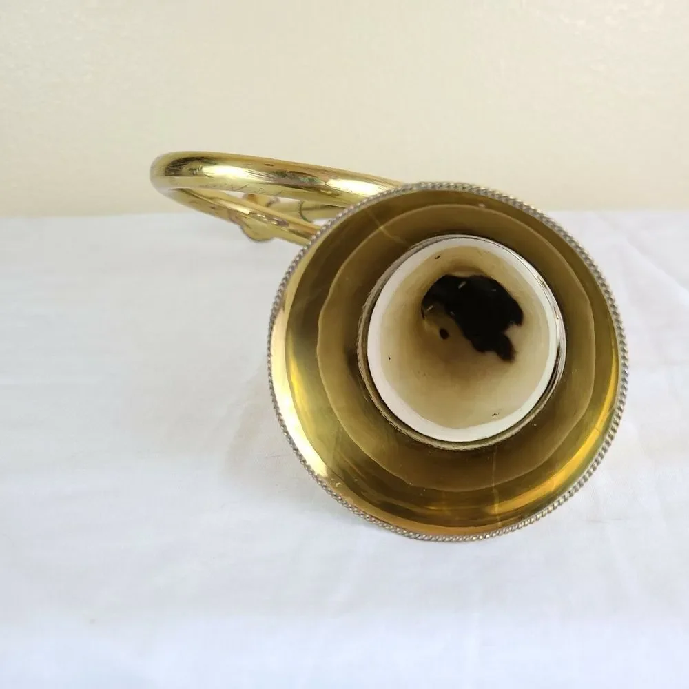 VINTAGE French Fox Hunting Blowing‎ Horn Cow Steer Bovine Bull Brass Finger Hold